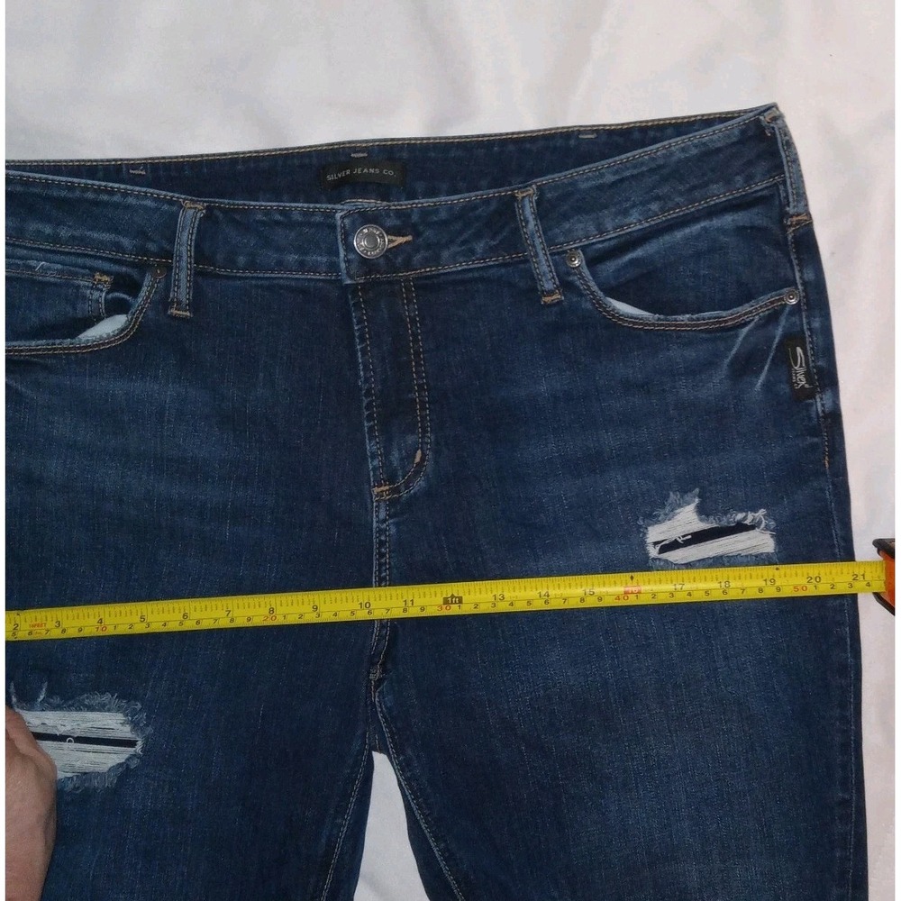 Silver Jeans Co Skinny Jeans Womens 20 Dark Wash Distressed Frayed Hem High Rise - Picture 16 of 16